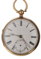 Lot 678 - A Victorian 18ct. gold open faced gentleman's...