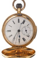 Lot 688 - An 18ct. gold full Hunter repeating top...