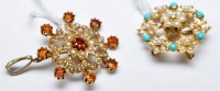 Lot 698 - An Edwardian citrine and seed pearl pendant,...