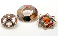 Lot 706 - Three 19th Century Scottish hardstone set...