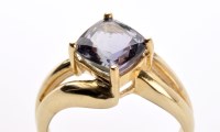 Lot 720 - A tanzanite ring, the single square shaped...