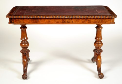 Lot 1379 - † A Victorian rectangular burr walnut library...
