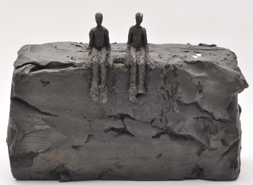Lot 1055 - Carol Peace: a black glaze pottery sculpture...
