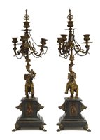 Lot 701 - Pair bronze candelabra