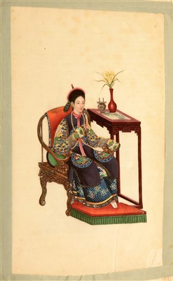 Lot 32 - Three 19th Century Chinese albums of pith paper watercolour and gouache paintings.