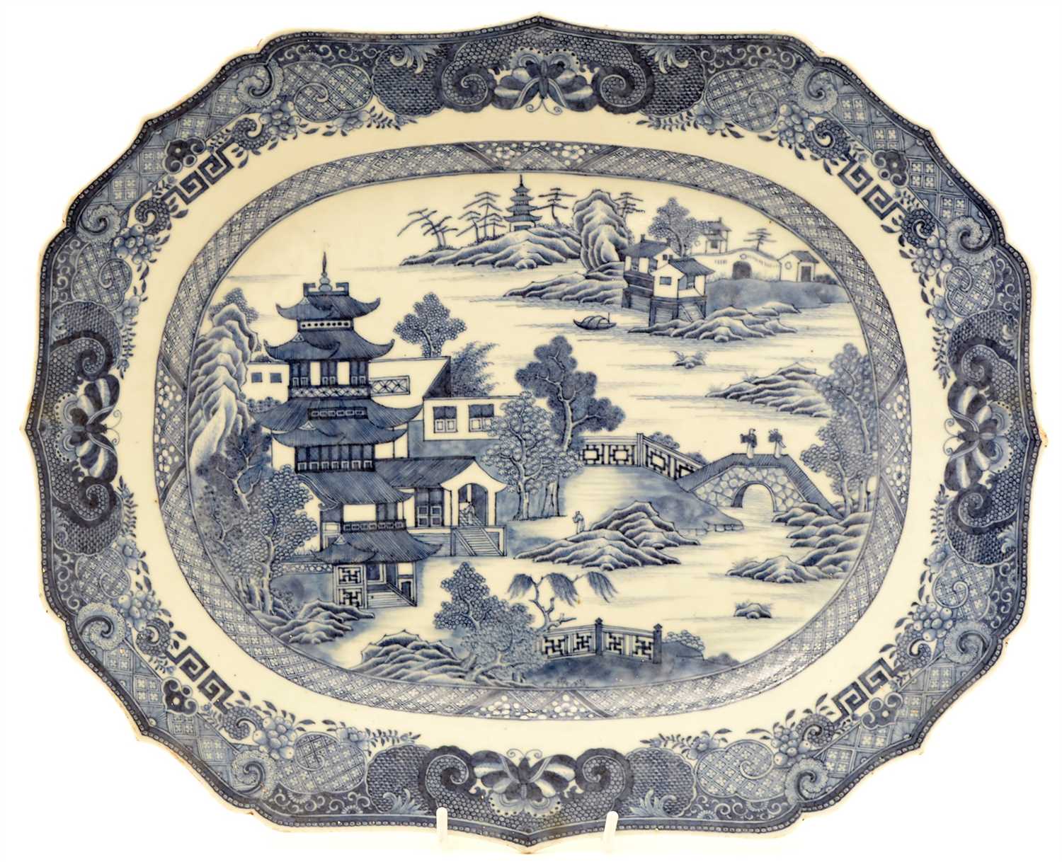 Lot 361 - An 18th Century Chinese porcelain meat plate.