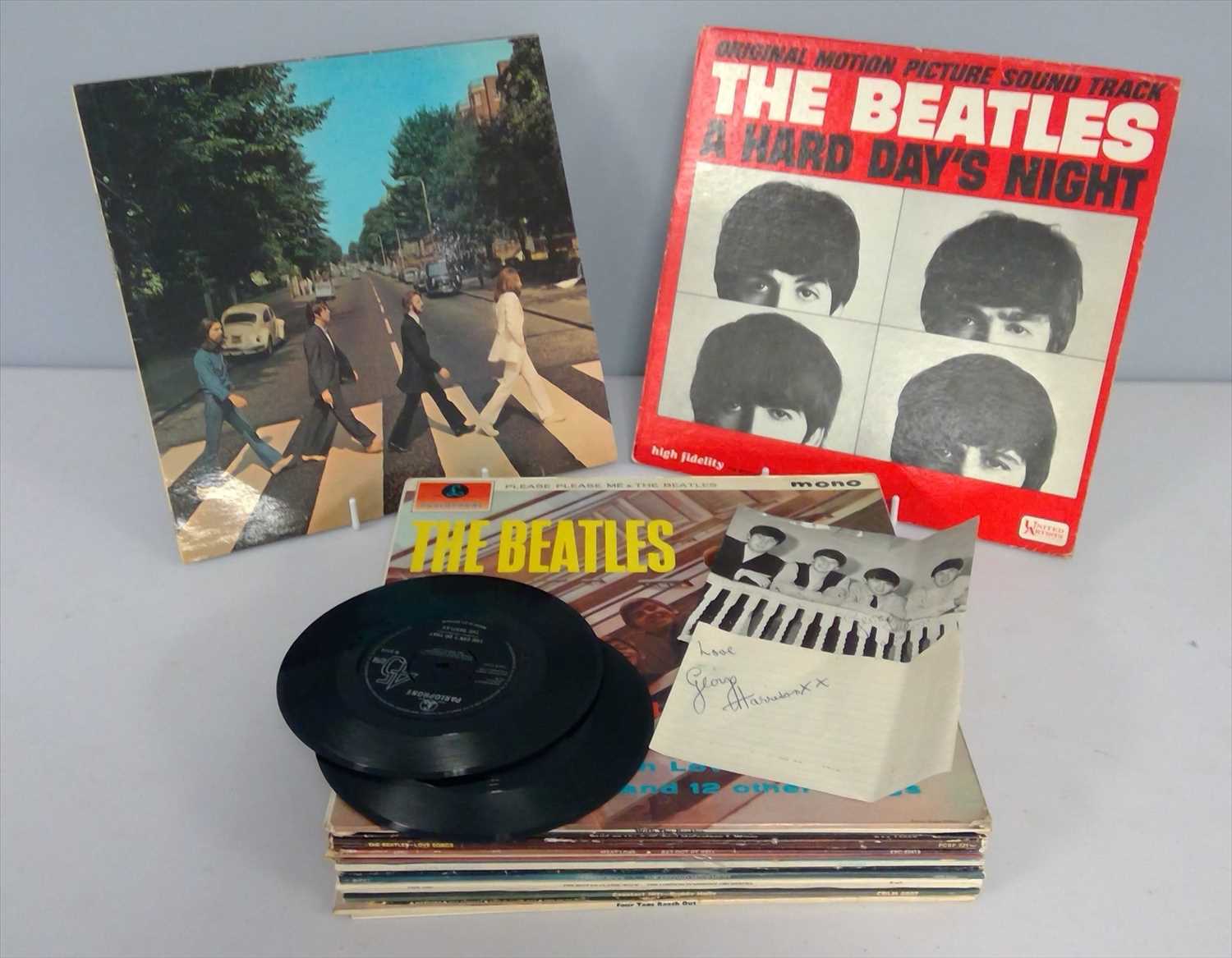 Lot 249 - George Harrison autographs and LPs