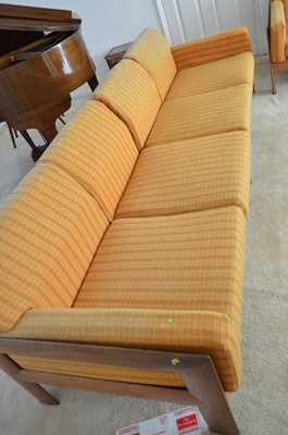Lot 127 - A 1960's teak and Harris Tweed modular lounge suite.