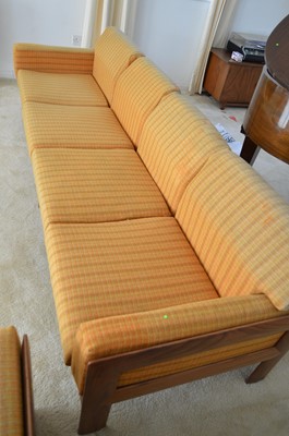 Lot 127 - A 1960's teak and Harris Tweed modular lounge suite.