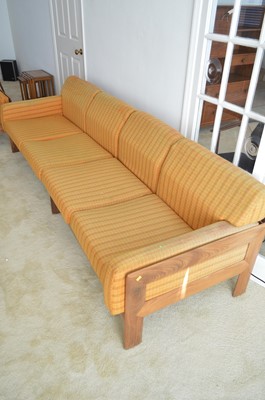 Lot 127 - A 1960's teak and Harris Tweed modular lounge suite.