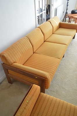 Lot 127 - A 1960's teak and Harris Tweed modular lounge suite.
