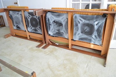 Lot 127 - A 1960's teak and Harris Tweed modular lounge suite.