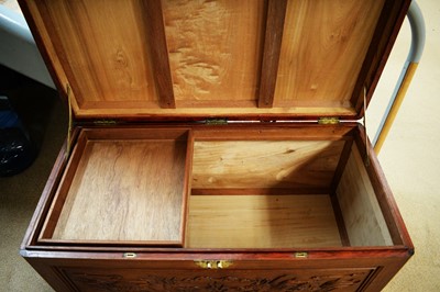 Lot 120 - 20th C Chinese sandalwood carved chest.