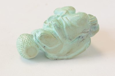 Lot 469 - Chinese turquoise figure; jadeite pendant, hardstone cup