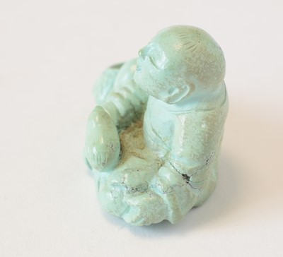 Lot 469 - Chinese turquoise figure; jadeite pendant, hardstone cup