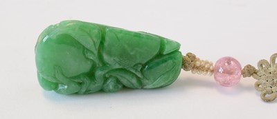 Lot 469 - Chinese turquoise figure; jadeite pendant, hardstone cup