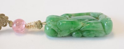 Lot 469 - Chinese turquoise figure; jadeite pendant, hardstone cup