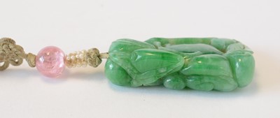 Lot 469 - Chinese turquoise figure; jadeite pendant, hardstone cup