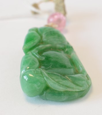 Lot 469 - Chinese turquoise figure; jadeite pendant, hardstone cup