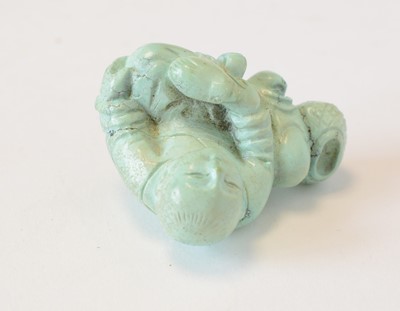 Lot 469 - Chinese turquoise figure; jadeite pendant, hardstone cup