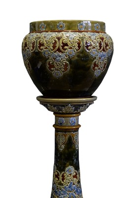 Lot 337 - A Doulton Lambeth stoneware jardiniere and stand