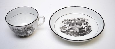Lot 333 - Pair Bow pickle leaves, Princess Charlotte commemorative teacup and saucer.