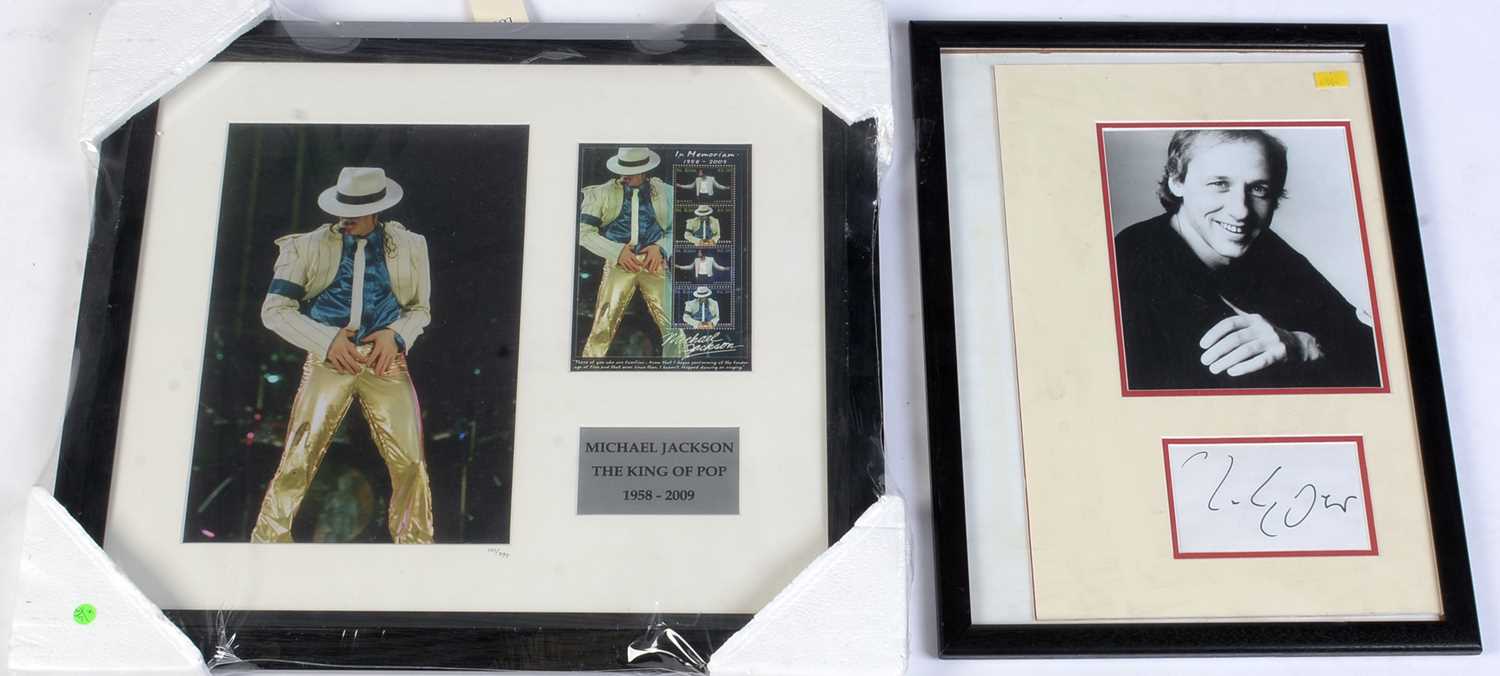 Lot 924 - Signed mark Knopfler Photo Michael Jackson framed photograph