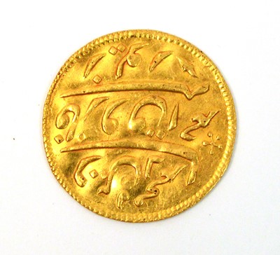 Lot 112 - An Arabic gold coin, 5.1g.