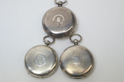 Lot 172 - Three silver cased open faced pocket watches