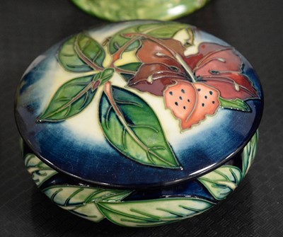 Lot 312 - Moorcroft dish, two Art Deco Burleigh Ware water jugs and  Ruskin pottery vase.
