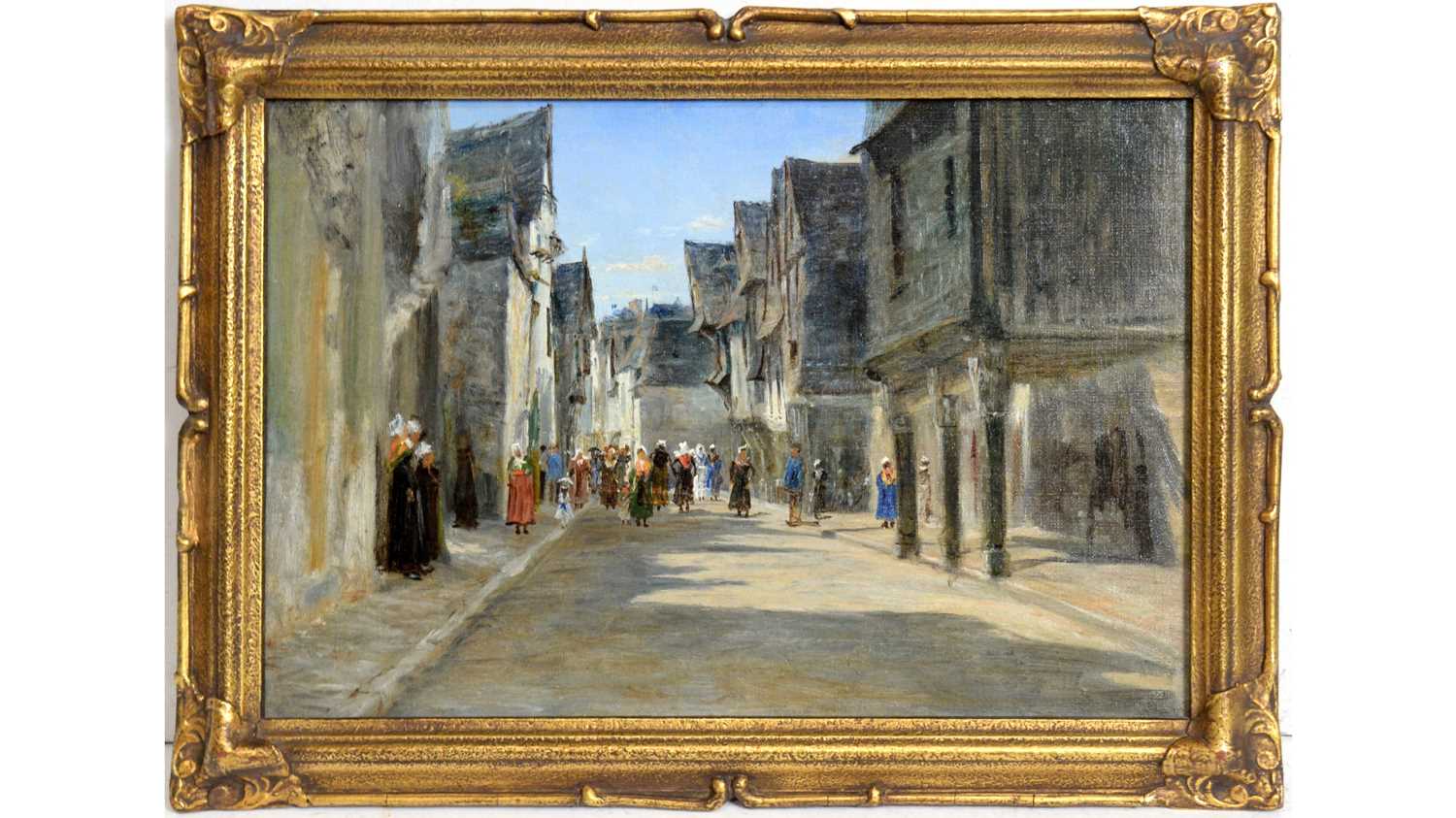 Lot 892 - George Sherwood Hunter RBA - A Street Scene in Vitre | oil