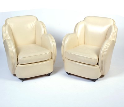 Lot 3 - An Art Deco cream leather 'Cloud' suite.