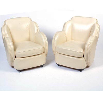 Lot 3 - An Art Deco cream leather 'Cloud' suite.