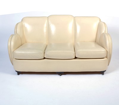 Lot 3 - An Art Deco cream leather 'Cloud' suite.