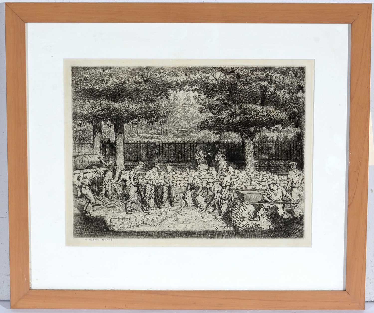 Lot 707 - Vincent Evans - Roadworkers | etching