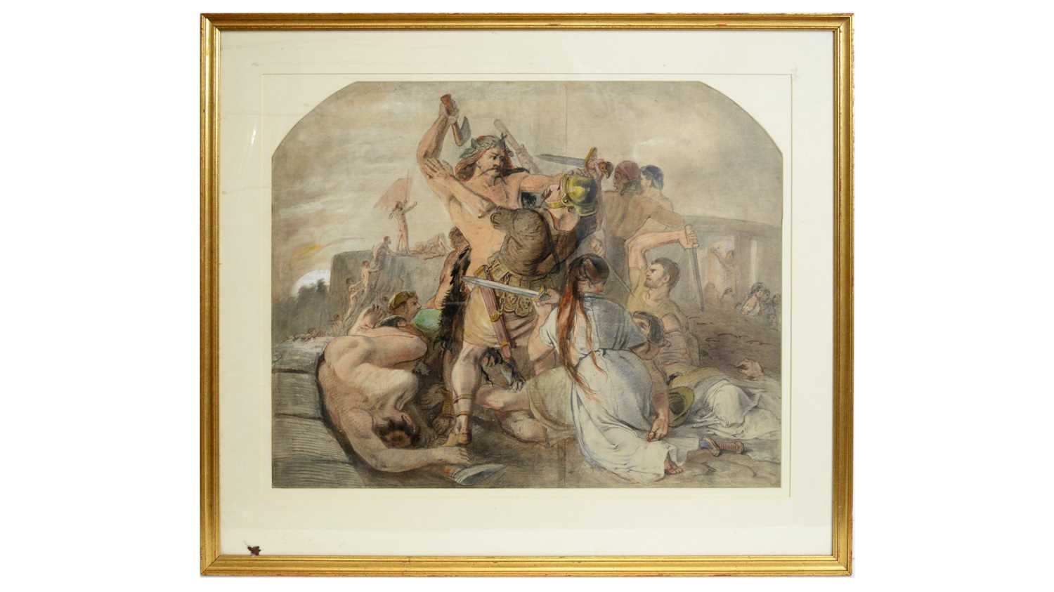 Lot 1045 - David Scott RSA - Roman Versus Briton | watercolour