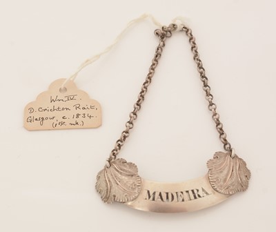 Lot 237 - A William IV Scottish silver wine label.