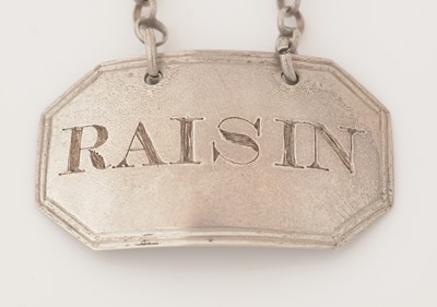 Lot 269 - Three silver wine labels, various styles and makers.