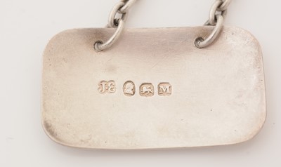 Lot 269 - Three silver wine labels, various styles and makers.