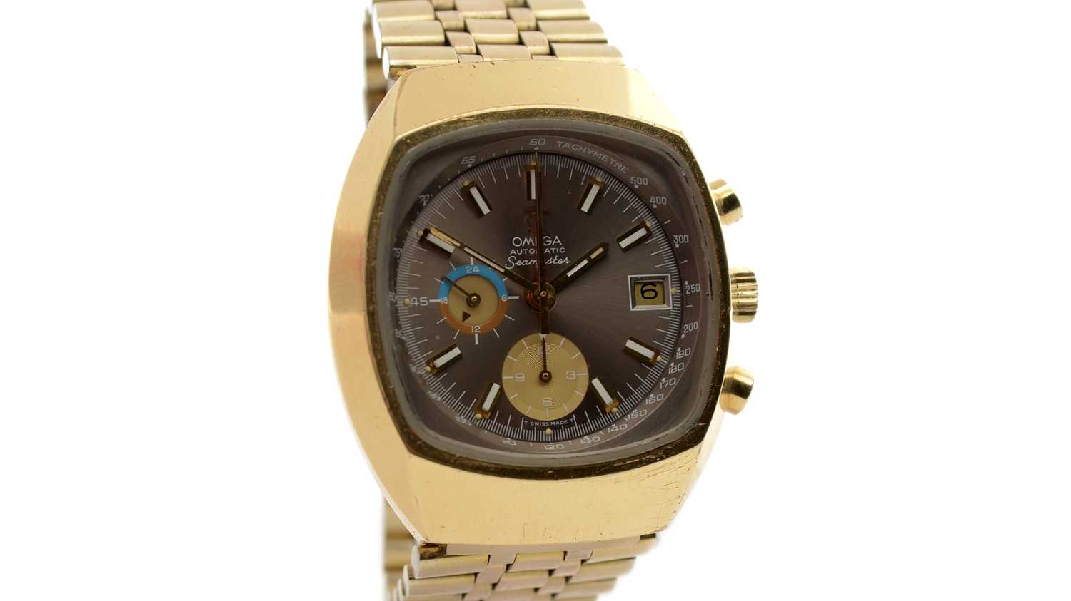 Lot 603 - Omega Seamaster 'Jedi': a gilt steel-cased automatic wristwatch