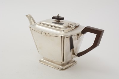 Lot 11 - An art deco three-piece silver tea set