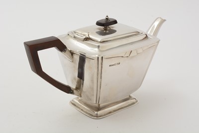 Lot 11 - An art deco three-piece silver tea set