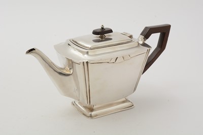 Lot 11 - An art deco three-piece silver tea set
