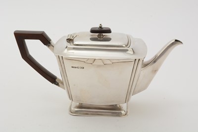 Lot 11 - An art deco three-piece silver tea set