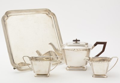 Lot 11 - An art deco three-piece silver tea set