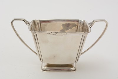 Lot 11 - An art deco three-piece silver tea set