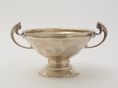 Lot 22 - An art deco silver two handled cup with a conical bowl