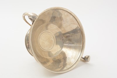 Lot 22 - An art deco silver two handled cup with a conical bowl