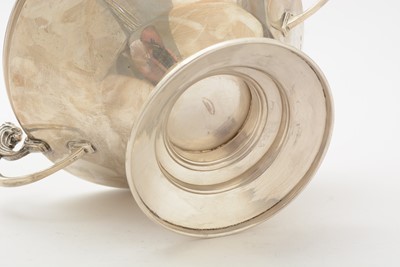 Lot 22 - An art deco silver two handled cup with a conical bowl