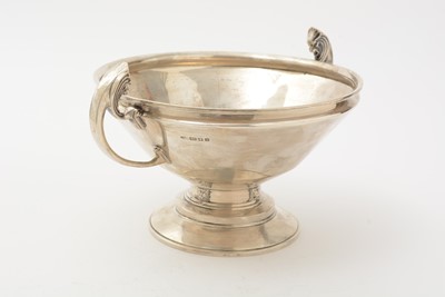 Lot 22 - An art deco silver two handled cup with a conical bowl